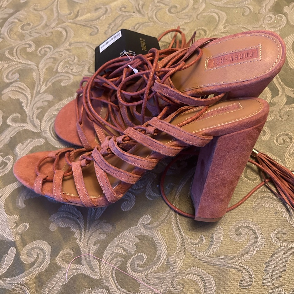 Forever 21 Pink Strappy Heels 8.5 NEW